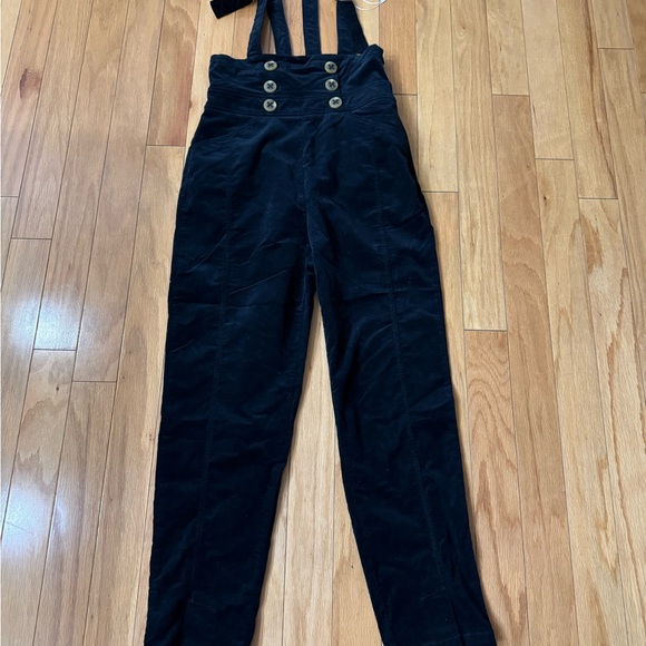 Anthropologie Buttoned Pinafore Corduroy Jumpsuit Black Size 4 - Picture 7 of 15